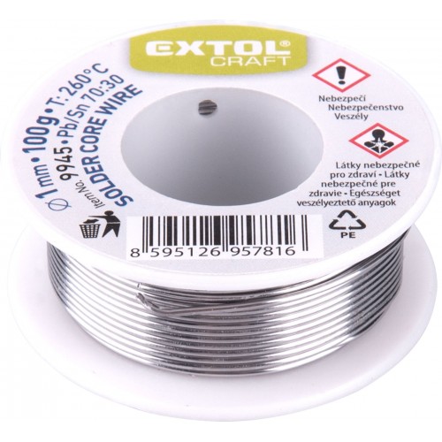 EXTOL CRAFT cín na pájkovanie priemer 1mm, 100g, 9945 EXTOL CRAFT cín na pájkovanie priemer 1mm, 100g, 9945