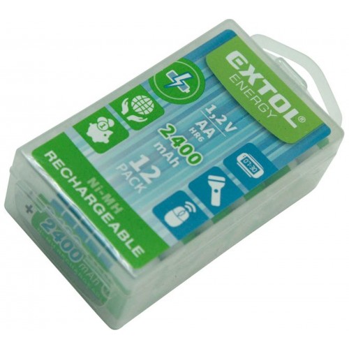 EXTOL ENERGY batérie nabíjacie, 12ks, AA (HR6), 1,2V, 2400mAh, NiMh 42063