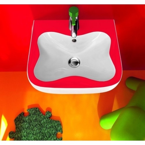 LAUFEN Florakids Umývadielko pre deti 45x41 cm, s otvorom pre batérie, červené