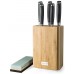 G21 Sada nožov Gourmet Damascus v bambusovej bloku 5 ks + brúsny kameň 6002216