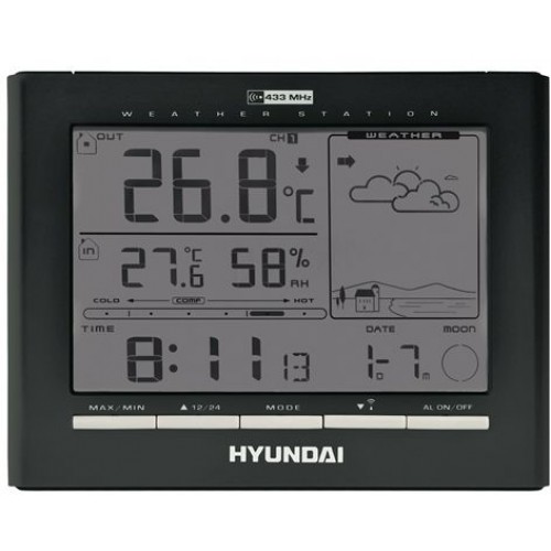 HYUNDAI WSC 2180 Meteorologická stanica, čierna HYUNDAI WSC 2180 Meteorologická stanica, čierna