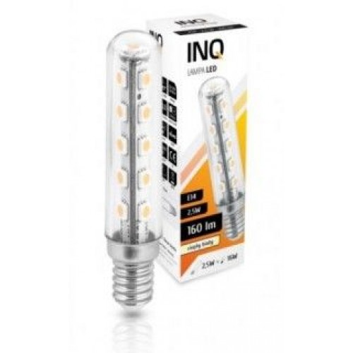 INQ LED žiarovka, E14 2,5W T18L, teplá biela, valcová IN051946