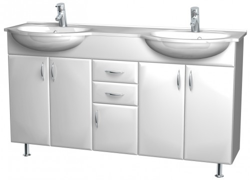 INTEDOOR KLASIK skrinka s dvojumývadlom 147x87 cm biela K 147D N 01