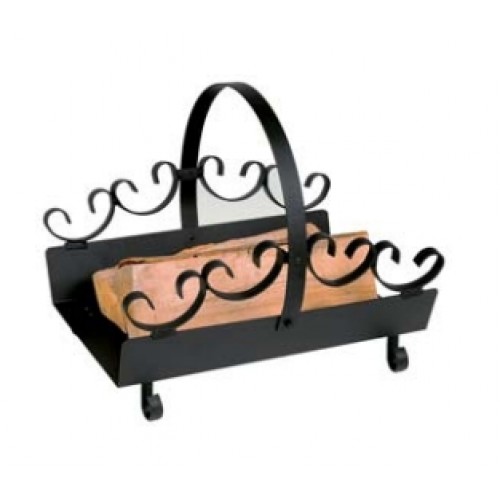 BiTech Kôš na drevo, čierny, držadlo chróm KN-21.02.034.2