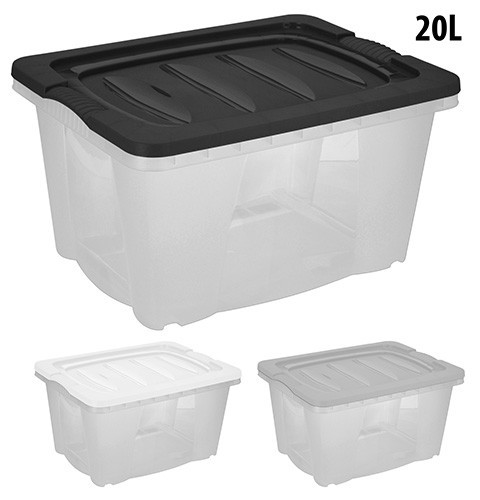 KAISERHOFF Úložný plastový box s vekom 20 l 43,5 x33x33, 5 cm KO-913239seda