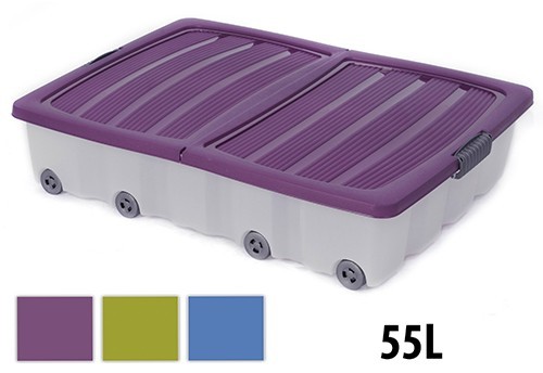Pojazdný úložný plastový box s klip vekom 55 L 80x60x17 cm 
