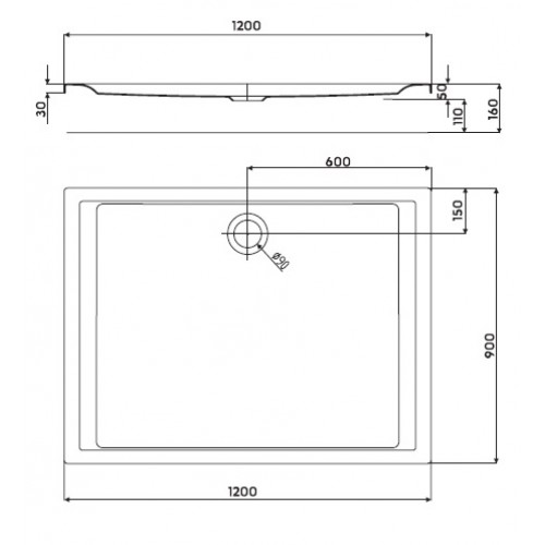 KOLO Pacifik pravouhlá sprchová vanička 120 x 90 cm, Antislide XBP0729101