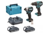 Makita DLX2577V01 Akumulátorová sada DDF490+DTD158 Li-ion LXT (2×2,0 Ah/18V), Makpac