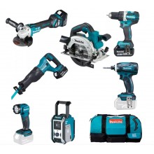 Makita DLX7018TX1 Aku sada DDF484+DGA513+DHS661+DJR186+DML815+DMR115+DTD146+(3x18V/5,0A)