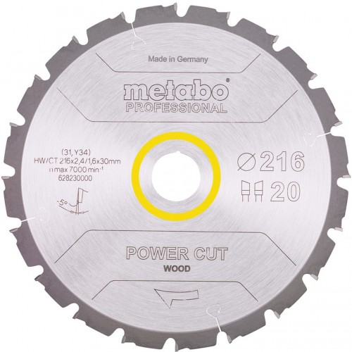 Metabo Pílový kotúč "Power Cut Wood - professional" 216x30, Z20 WZ 5° 628230000