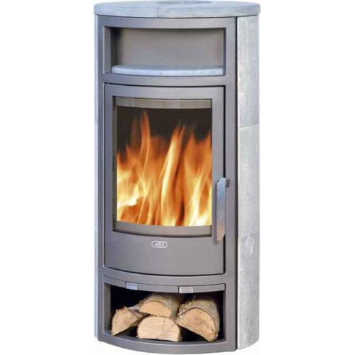 ABX Polar 4654-4-II krbové kachle na drevo, šedý plech + kachle coffee