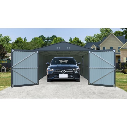 Riwall PRO RMCG 20x13 kovová garáž 3,8 x 6 m so sedlovou strechou Antracit CG-K2013