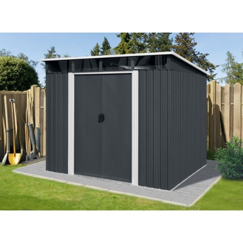 Riwall PRO RMSP 9x8 Anthracite LUX - záhradný domček kovový 2,4 x 2,8 m T-PS0908-A