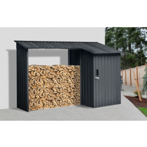 Riwall PRO RMWS 3x9 Anthracite - prístrešok na drevo s kôlňou 2,7 x 1,6 m WS-XDB-E-A