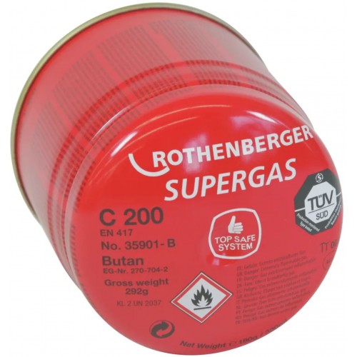 Rothenberger Plynová kazeta C200 Supergas 190 g Bezpečnostný systém 035901-B Rothenberger Plynová kazeta C200 Supergas 190 g Bezpečnostný systém 035901-B