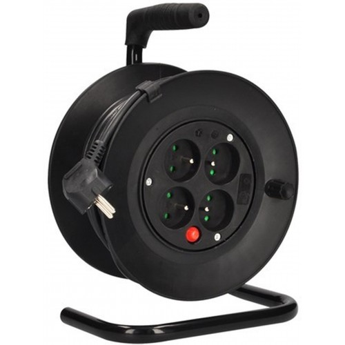 SOLIGHT Predlžovací prívod na bubne, 4 zásuvky, čierny kábel 3x 1,0mm2, 15m PB22