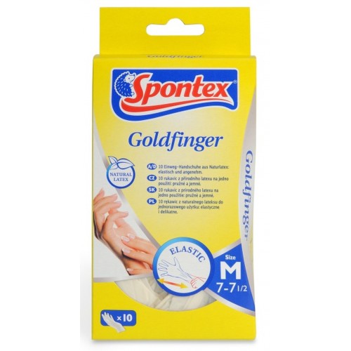 Spontex Goldfinger latexové rukavice jednorazové 10 ks "M"