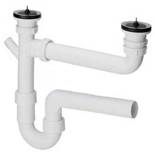 VIEGA Sifón pre dvojdrez s odbočkou 6/4"x 50 štupeľ 329174