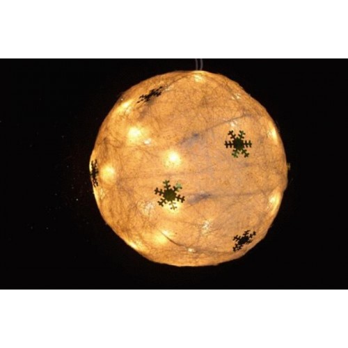 Vianočná GUĽA sisal s vločkami Priemer 25 cm,VS405