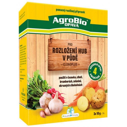 AgroBio CLONOPLUS pre rozloženie húb v pôde 3x10 g AgroBio CLONOPLUS pre rozloženie húb v pôde 3x10 g