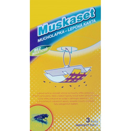 AgroBio MUSKASET lepové karta na muchu vířilku izbovú, 10x20 cm 011023 AgroBio MUSKASET lepové karta na muchu vířilku izbovú, 10x20 cm 011023