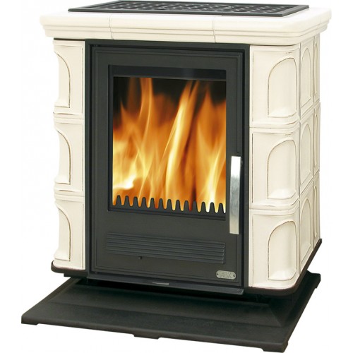 ABX Bavaria L 4,2 kW Kachľová pec na drevo s lit vložkou, výmenníkom, liatin sokel, ahorn