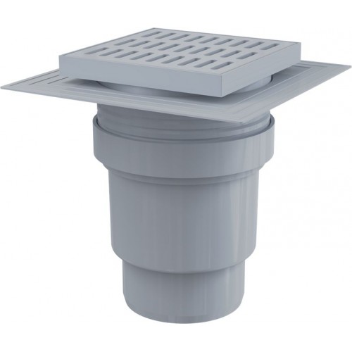 ALCAPLAST Podlahová vpusť 150 × 150/110 spodný odtok, mriežka šedá APV11 ALCAPLAST Podlahová vpusť 150 × 150/110 spodný odtok, mriežka šedá APV11