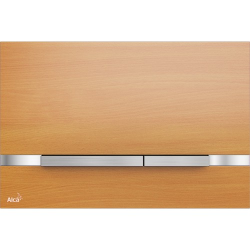 ALCAPLAST Flat Wood Ovládacie tlačidlo pre predsten. systémy, kov-dekor dreva STRIPE-BEECH