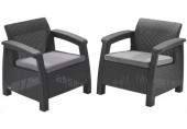 ALLIBERT CORFU DUO SET Kreslo 2 ks, 75 x 70 x 79cm, grafit/sivá 17197993