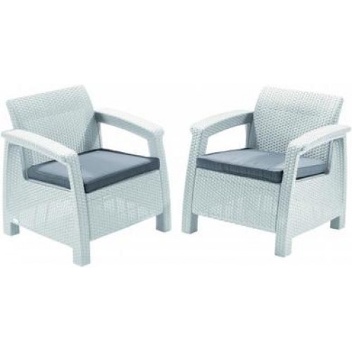ALLIBERT CORFU DUO Set kreslo 2ks, biela / sivá 17197993