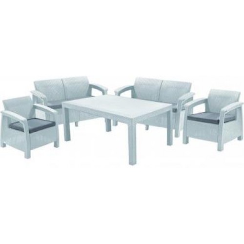 ALLIBERT CORFU FIESTA Set záhradný, biela/sivá 17198008