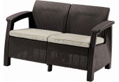 ALLIBERT CORFU LOVE SEAT Pohovka, 128 x 70 x 79cm, hnedá/béžová 17197359