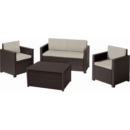 ALLIBERT MONACO Set záhradný s úložným stolom, hnedá/béžová 17200031