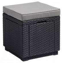 ALLIBERT CUBE Taburet s poduškou, 42 x 42 x 39 cm, grafit/sivá 17192157