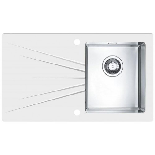 ALVEUS KARAT 10 kuchynský drez nerez/sklo, 860 x 500 mm, pravý, biela 1103658