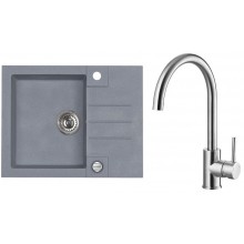ALVEUS Set ROCK 30 drez 595x475 mm + batéria ELZA, Steel 04 + kartáčovaná oceľ