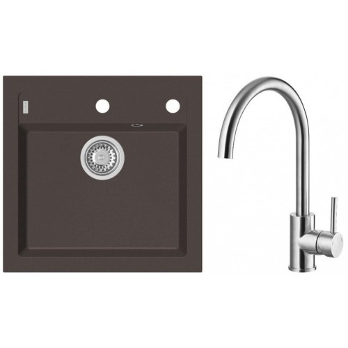ALVEUS Set FORMIC 20 drez 520x510 mm + batéria ELZA, Chocolate 03 + kartáčovaná oceľ