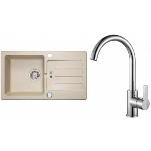 ALVEUS Set VICTORIA 30 drez 780x435 mm + batéria TONIA, béžová + chróm ALVEUS Set VICTORIA 30 drez 780x435 mm + batéria TONIA, béžová + chróm
