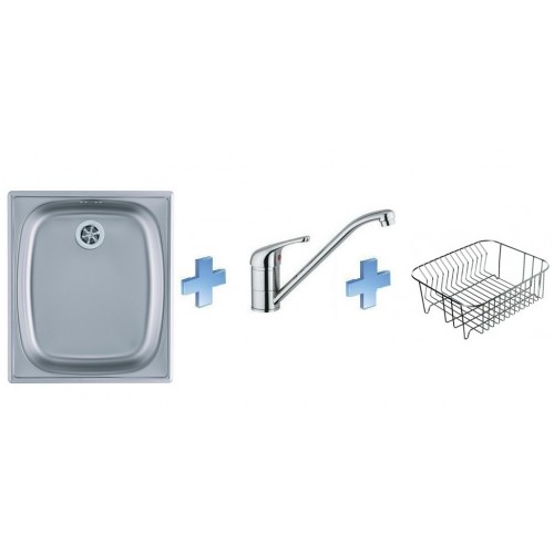 ALVEUS set drez Basic 10 satin + batérie Milena II + nerezový košík ALVEUS set drez Basic 10 satin + batérie Milena II + nerezový košík