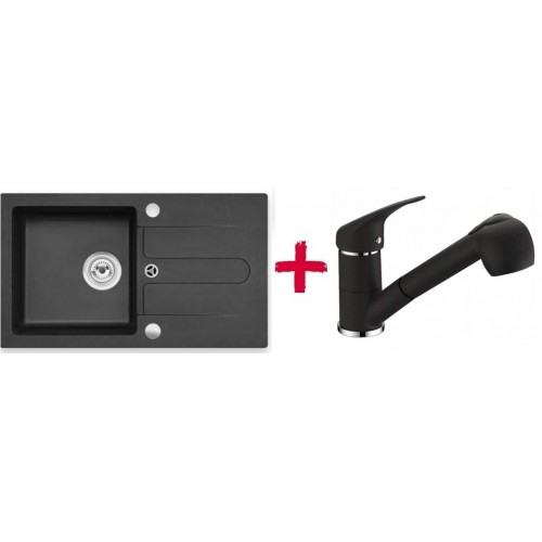 ALVEUS set drez granitový Cortina 110 čierny + batérie Bora Bora čierna