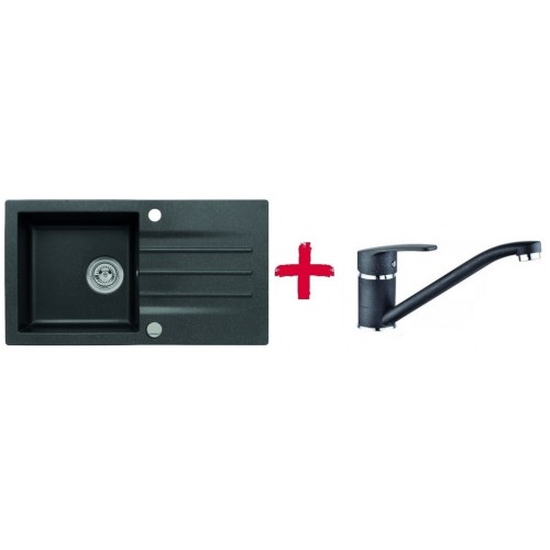 ALVEUS set drez granitový Cortina 70 čierny + batérie Milena čierna