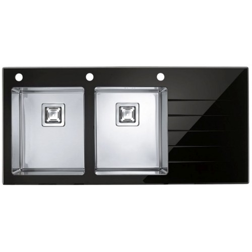 ALVEUS Crystalix 30 kuchynský drez, 1160 x 540 mm, ľavý, čierna 1070319