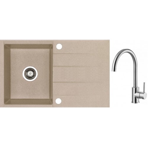 ALVEUS Set drez Cubo 30 beige + batérie Elza kartáčovaná nerez ALVEUS Set drez Cubo 30 beige + batérie Elza kartáčovaná nerez