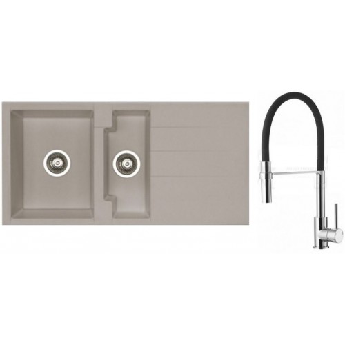 ALVEUS Set drez Cubo 70 metalik cappuccino + batéria Ella chróm ALVEUS Set drez Cubo 70 metalik cappuccino + batéria Ella chróm