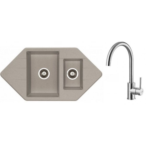 ALVEUS Set drez Cubo 80 beige + batérie Elza kartáčovaná nerez ALVEUS Set drez Cubo 80 beige + batérie Elza kartáčovaná nerez