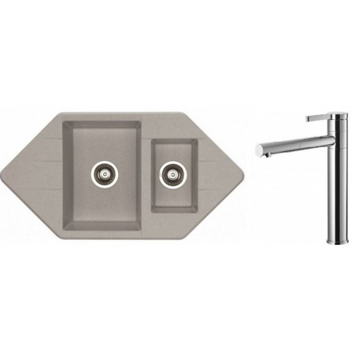ALVEUS Set drez Cubo 80 metalik cappuccino + batérie Zina chróm ALVEUS Set drez Cubo 80 metalik cappuccino + batérie Zina chróm