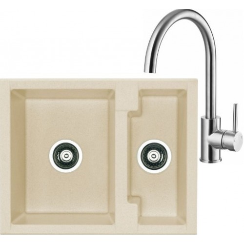 ALVEUS Set drez Cubo 20 beige + batérie Elza kartáčovaná nerez ALVEUS Set drez Cubo 20 beige + batérie Elza kartáčovaná nerez