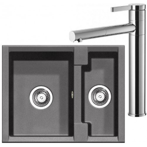 ALVEUS Set drez Cubo 20 metalik antracit + batérie Zina chróm ALVEUS Set drez Cubo 20 metalik antracit + batérie Zina chróm