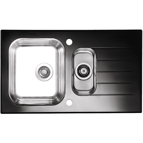 ALVEUS GLASSIX 20 kuchynský drez, 860 x 500 mm, nerez/sklo, čierna 1100015