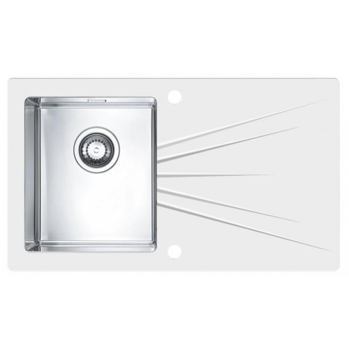 ALVEUS KARAT 10 kuchynský drez nerez/sklo, 860 x 500 mm, ľavý, biela 1102771 ALVEUS KARAT 10 kuchynský drez nerez/sklo, 860 x 500 mm, ľavý, biela 1102771